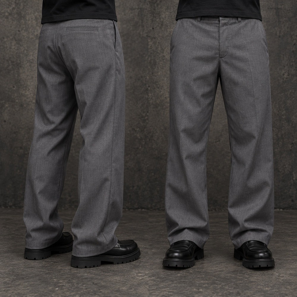 36x30 Grey Straight Wide Leg Dress Pants Y2K Grunge 2000s Vintage